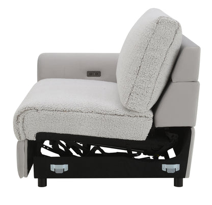 Tarrance Sherpa and Velvet Upholstered Modular LF Power Recliner with USB Port