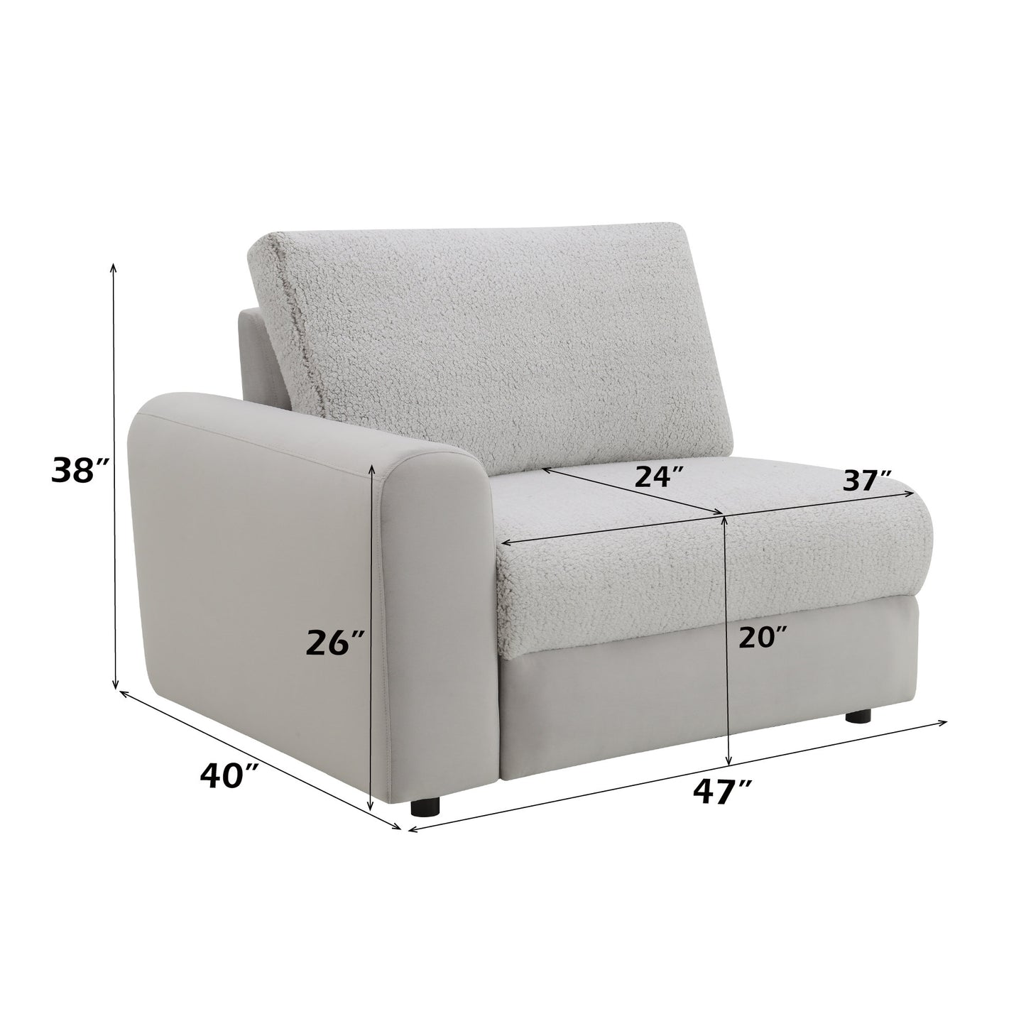 Tarrance Sherpa and Velvet Upholstered Modular LF Power Recliner with USB Port