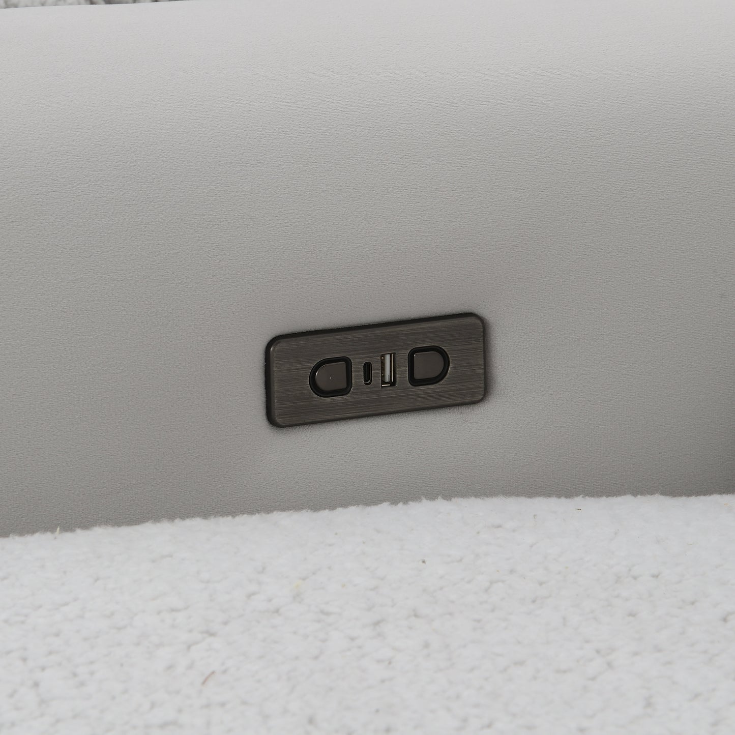 Tarrance Sherpa and Velvet Upholstered Modular LF Power Recliner with USB Port