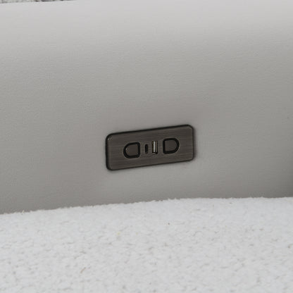 Tarrance Sherpa and Velvet Upholstered Modular LF Power Recliner with USB Port