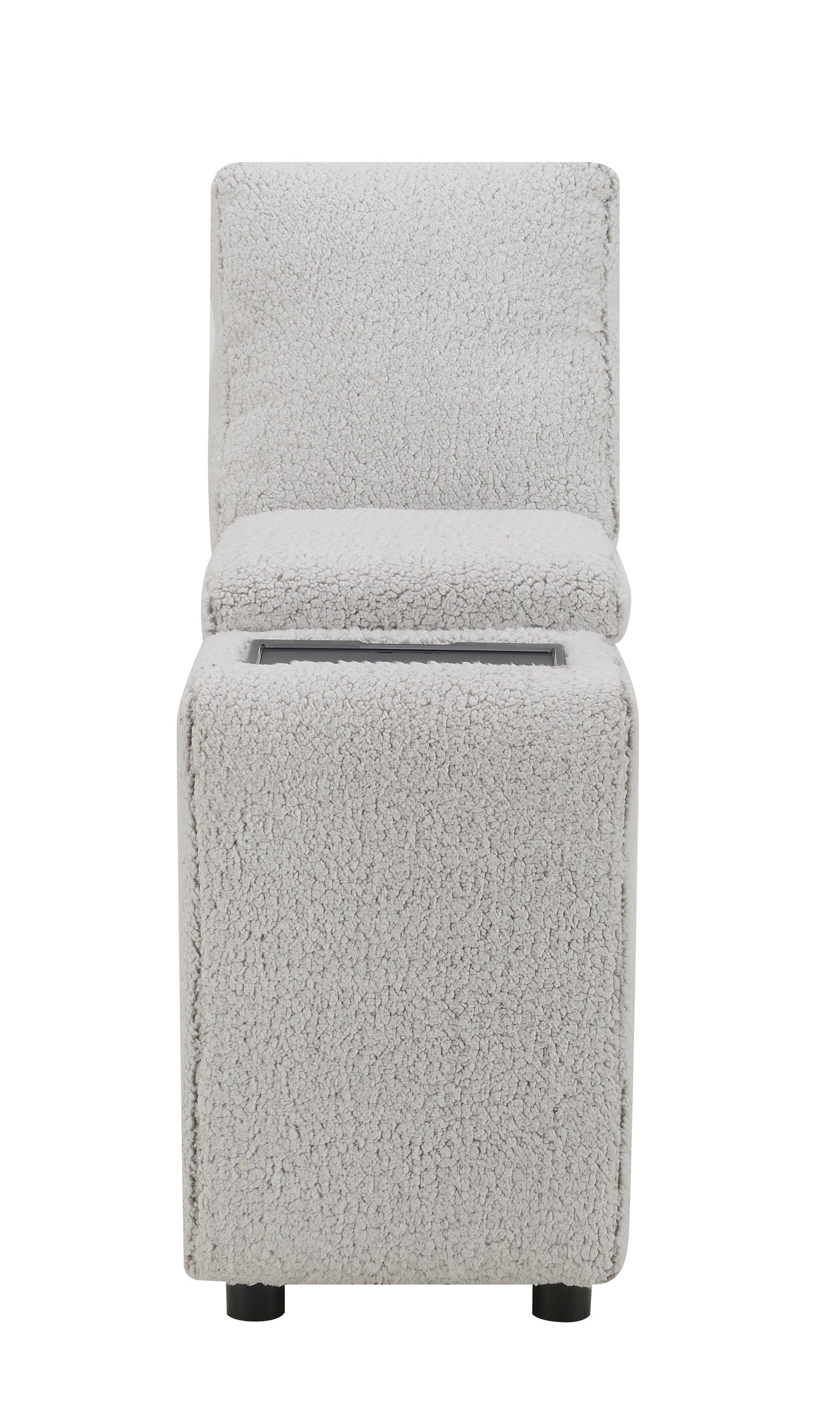 Tarrance Sherpa and Velvet Upholstered Modular Console with Storage, Wireless Charging and USB Port