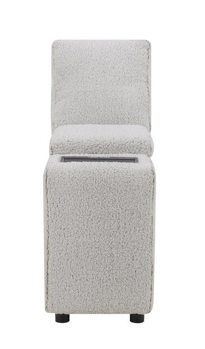 Tarrance Sherpa and Velvet Upholstered Modular Console with Storage, Wireless Charging and USB Port