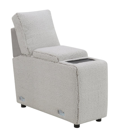 Tarrance Sherpa and Velvet Upholstered Modular Console with Storage, Wireless Charging and USB Port