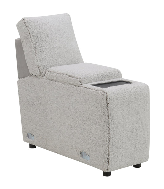 Tarrance Sherpa and Velvet Upholstered Modular Console with Storage, Wireless Charging and USB Port