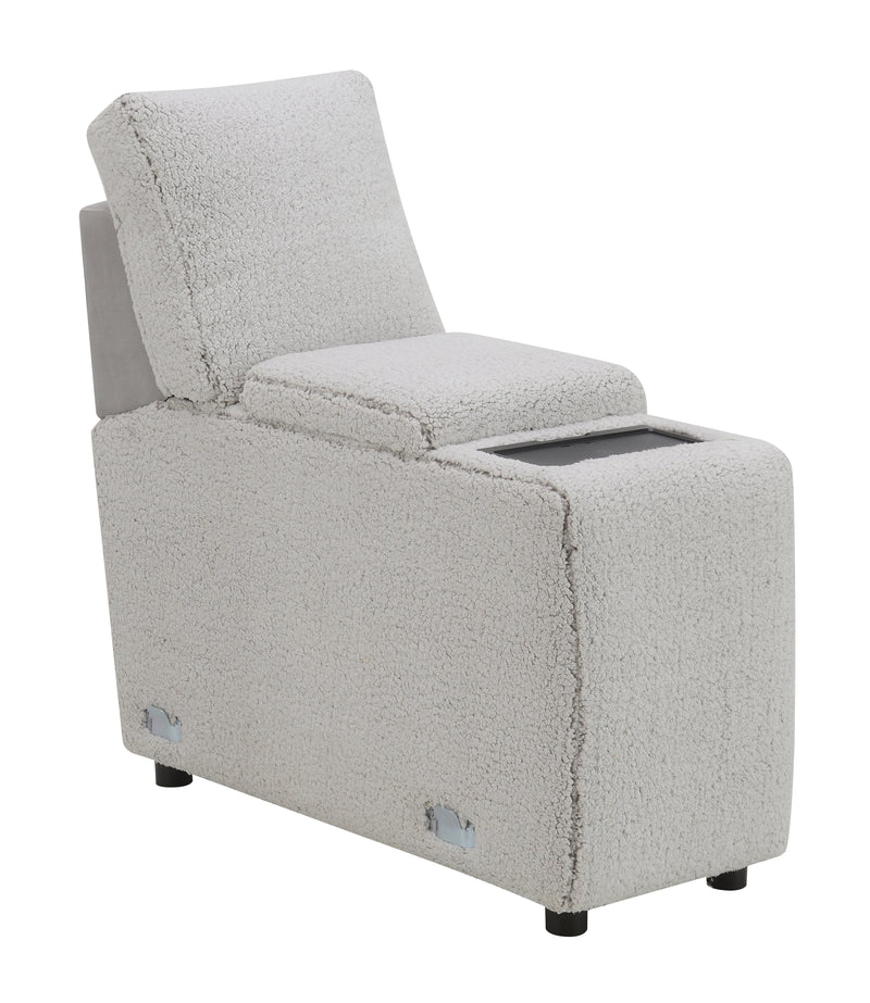 Tarrance Sherpa and Velvet Upholstered Modular Console with Storage, Wireless Charging and USB Port