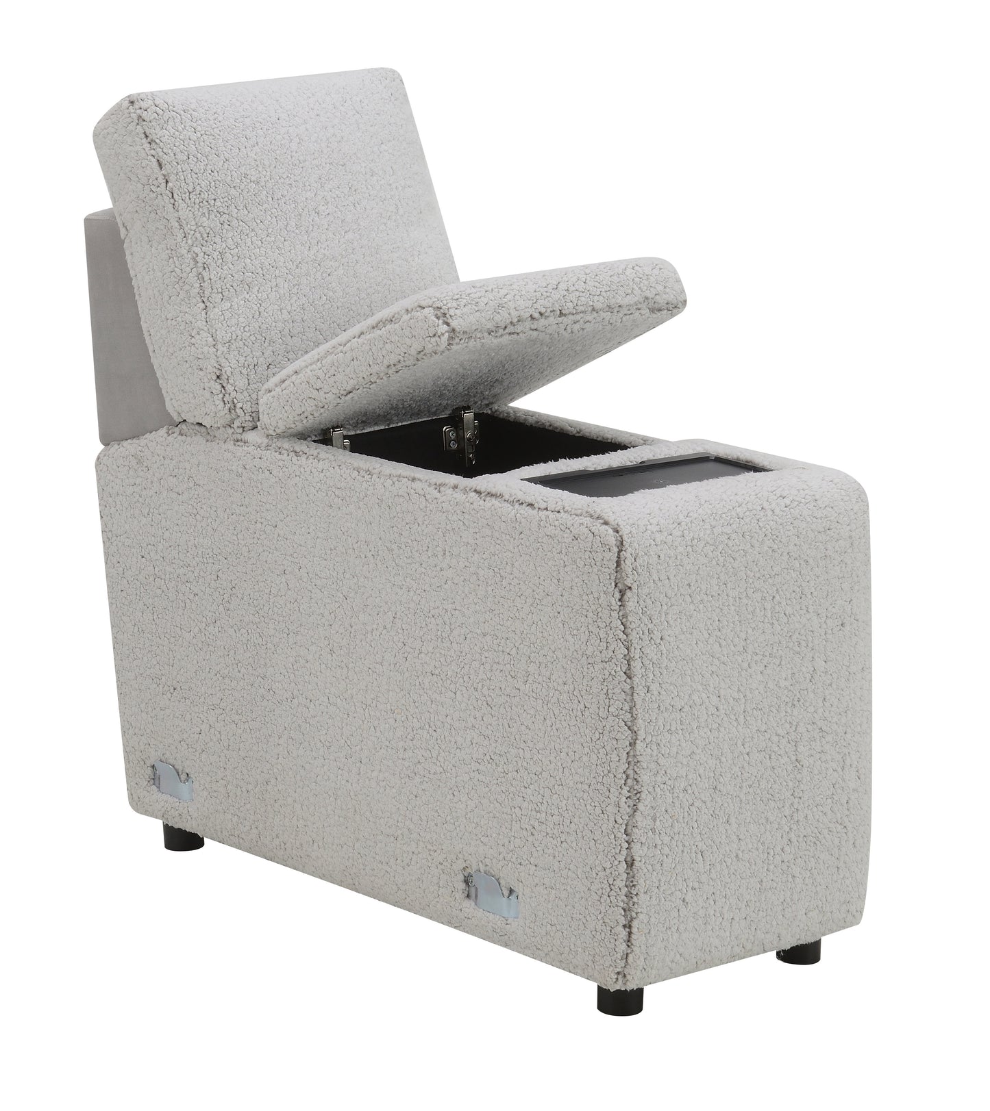 Tarrance Sherpa and Velvet Upholstered Modular Console with Storage, Wireless Charging and USB Port