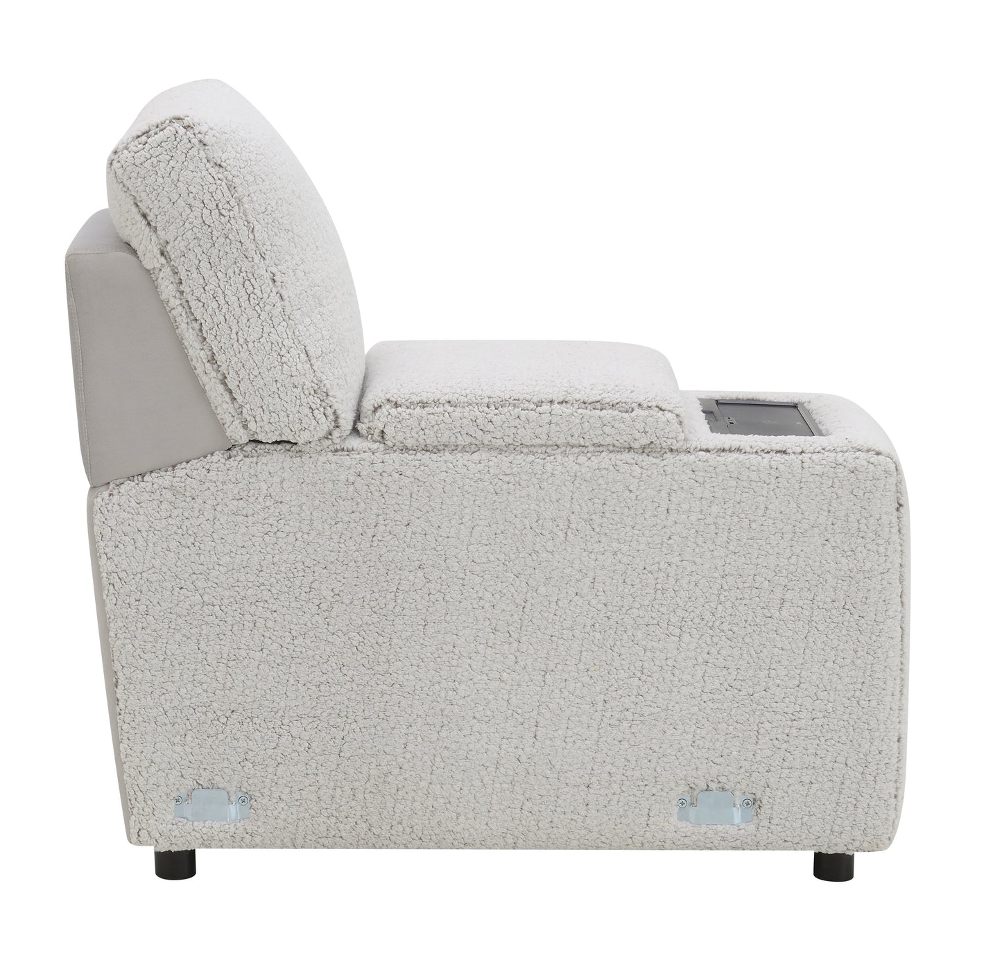 Tarrance Sherpa and Velvet Upholstered Modular Console with Storage, Wireless Charging and USB Port