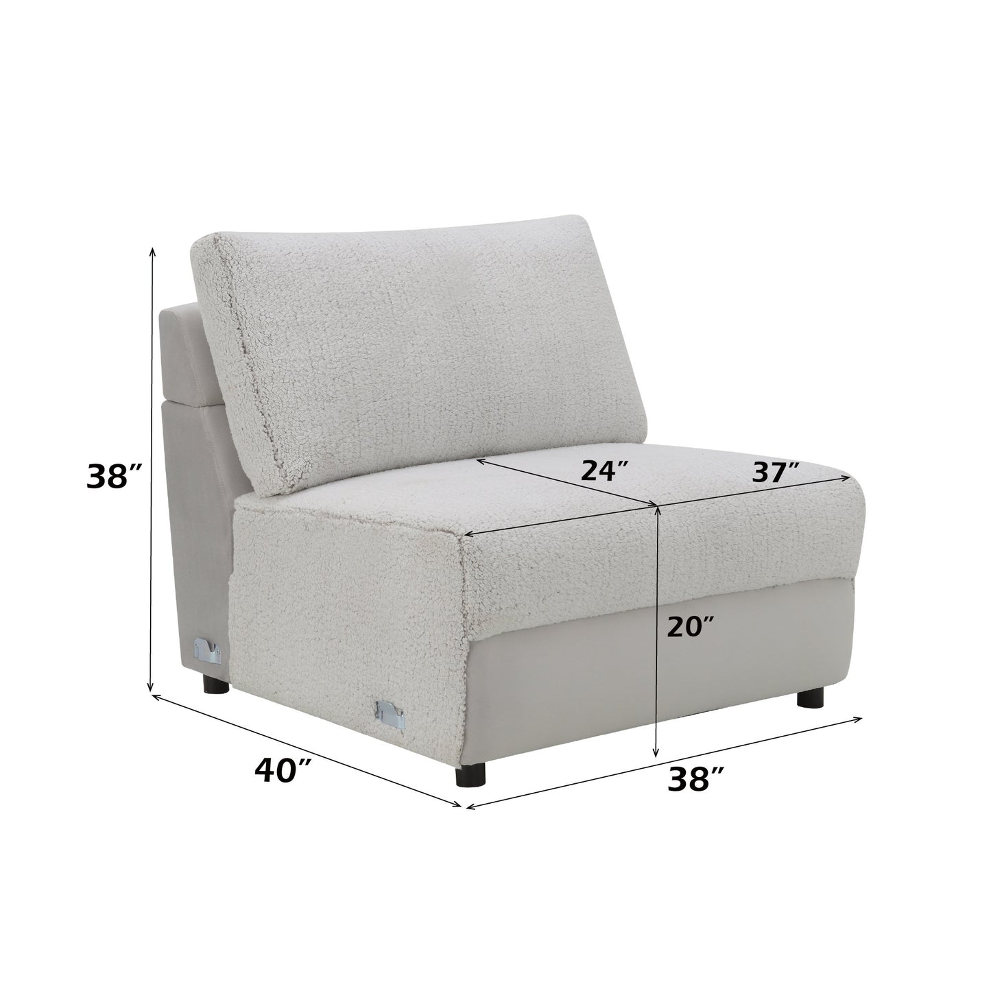 Tarrance Sherpa and Velvet Upholstered Modular Armless Chair