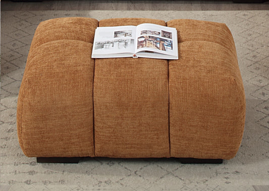 Chosen Ottoman in Vibrant Orange Chenille Fabric