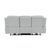 Elonzo Synthetic Leather Upholstered Power Motion Sofa with Storage Armrest, Cup Holder, LED Lighting, USB Port, Power Headrest and Speaker