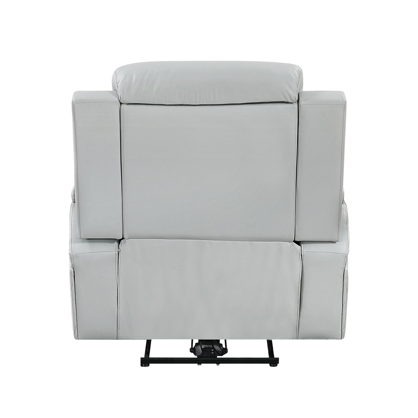 Elonzo Synthetic Leather Upholstered Power Motion Recliner with Storage Armrest, Cup Holder, LED Lighting, USB Port, Power Headrest and Speaker