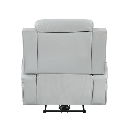 Elonzo Synthetic Leather Upholstered Power Motion Recliner with Storage Armrest, Cup Holder, LED Lighting, USB Port, Power Headrest and Speaker