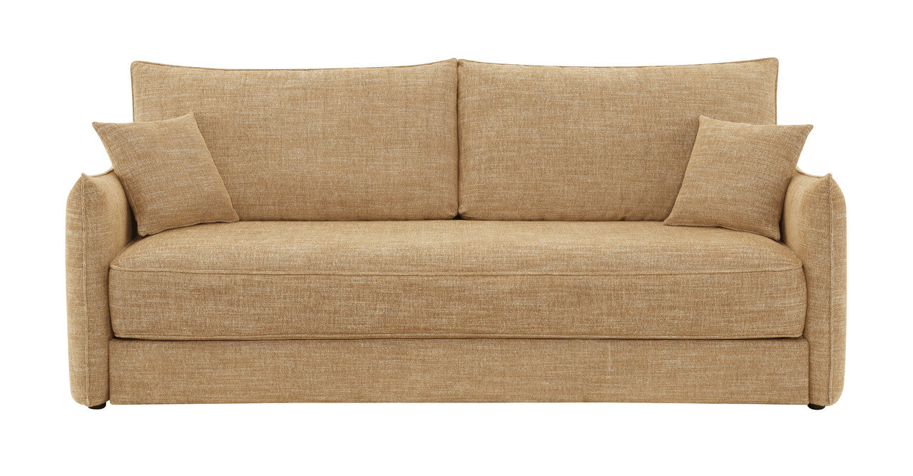 Cadie Chenille Upholstered Sofa with Full Size Sleeper and 2 Pillows