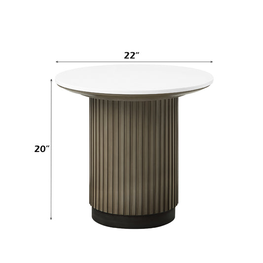 Clayten Round End Table with Engineering Top