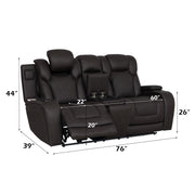 Wendell Microfiber Upholstered Motion Loveseat with Console, Power Headrest, Wireless Charger, Cup Holder, Storage, USB and LED Lighting