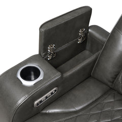 Taddeo Synthetic Leather Upholstered Power Motion Sofa