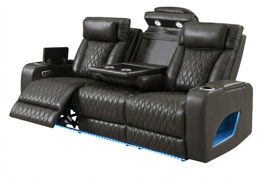 Taddeo Synthetic Leather Upholstered Power Motion Sofa