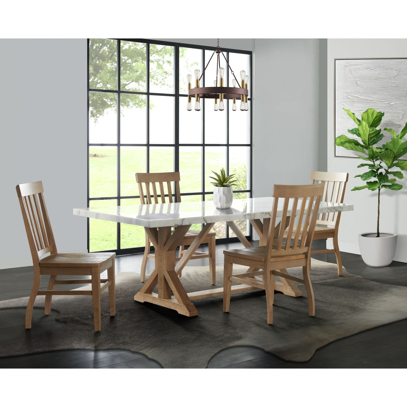 Lakeview Rectangular Standard Height Dining Table in White Marble