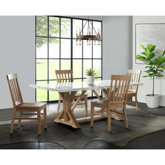 Lakeview Rectangular Standard Height Dining Table in White Marble