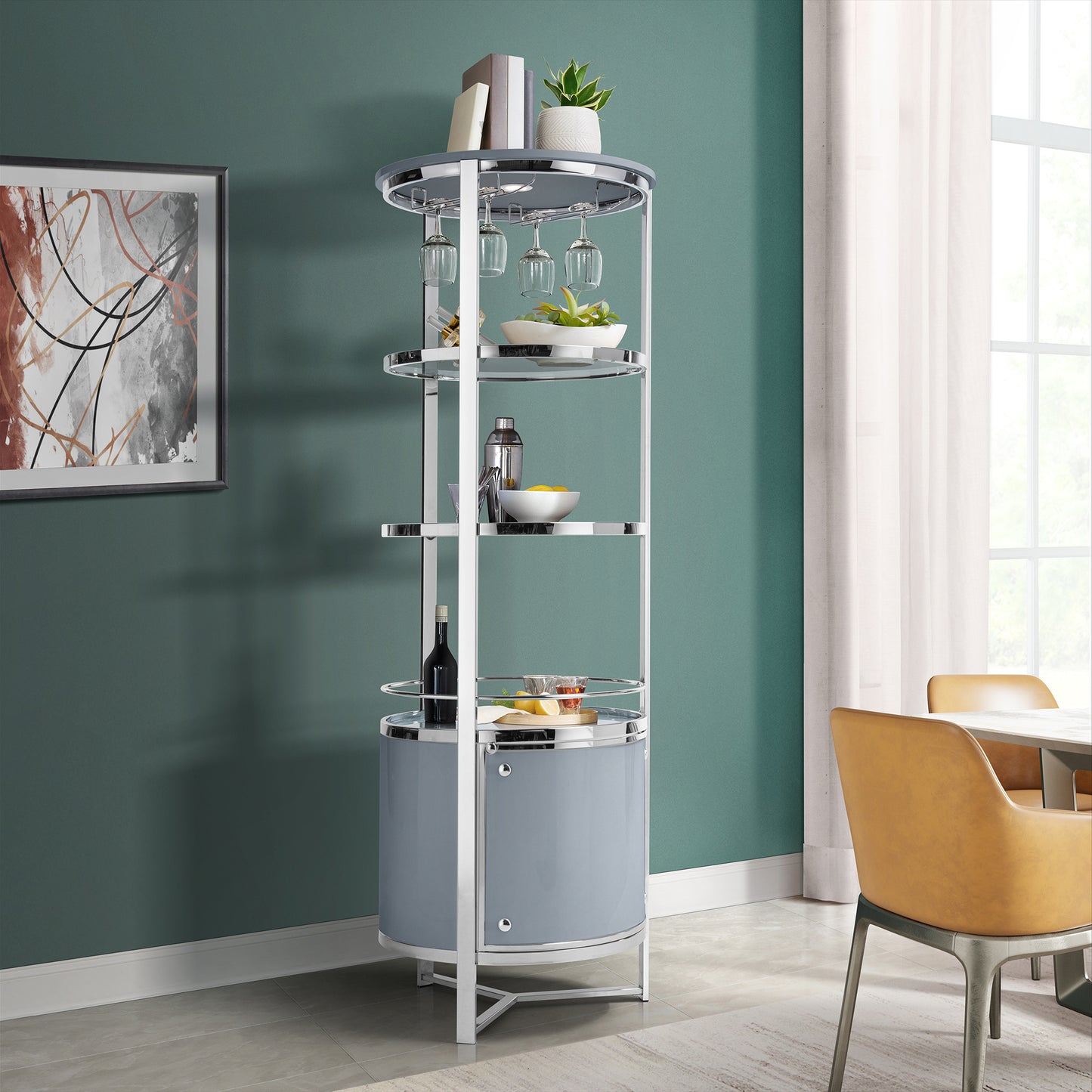 Lalia Wine Rack with LED in Grey