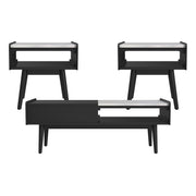 Lanette 3PC Occasional Table in Black-Coffee Table & Two End Tables