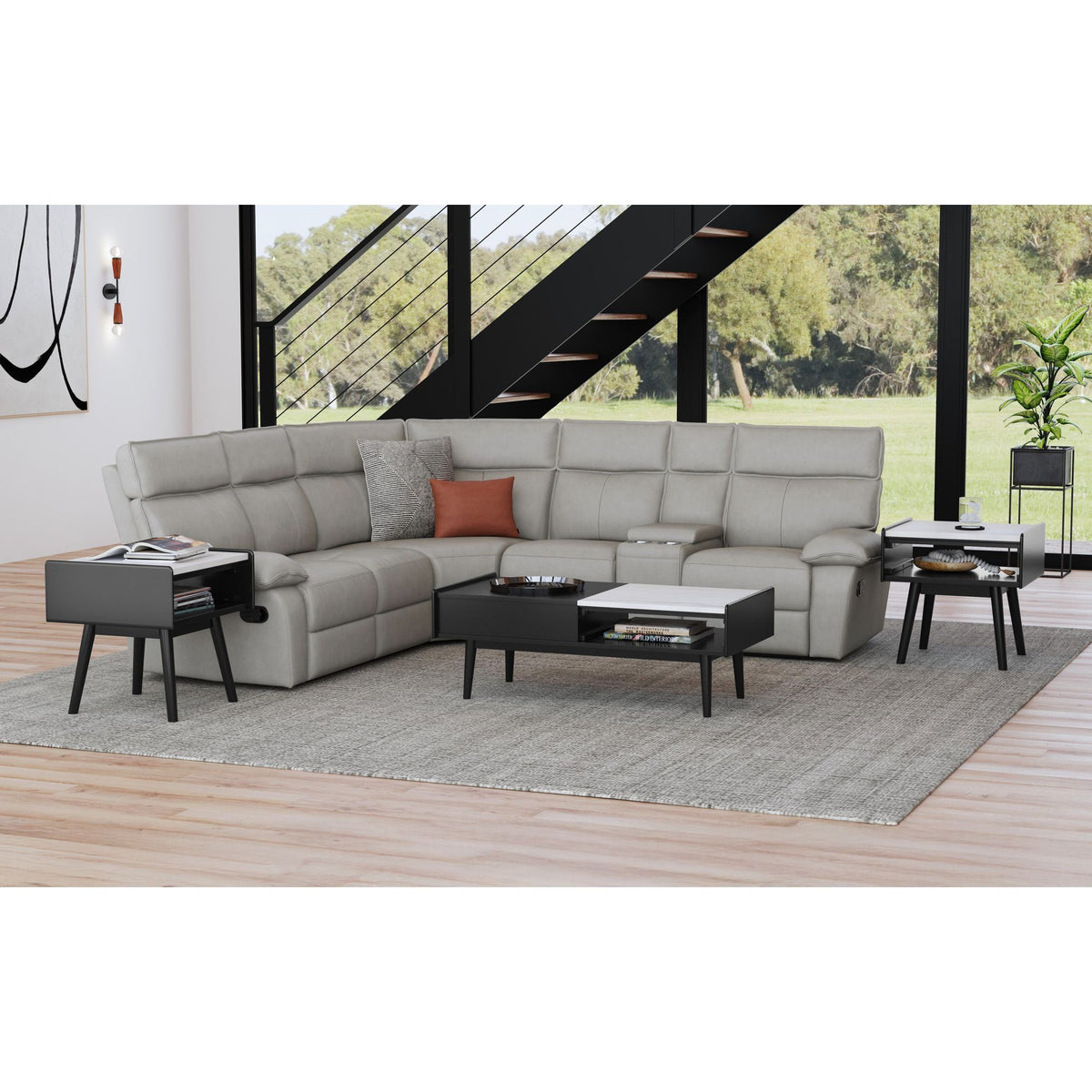 Lanette 3PC Occasional Table in Black-Coffee Table & Two End Tables