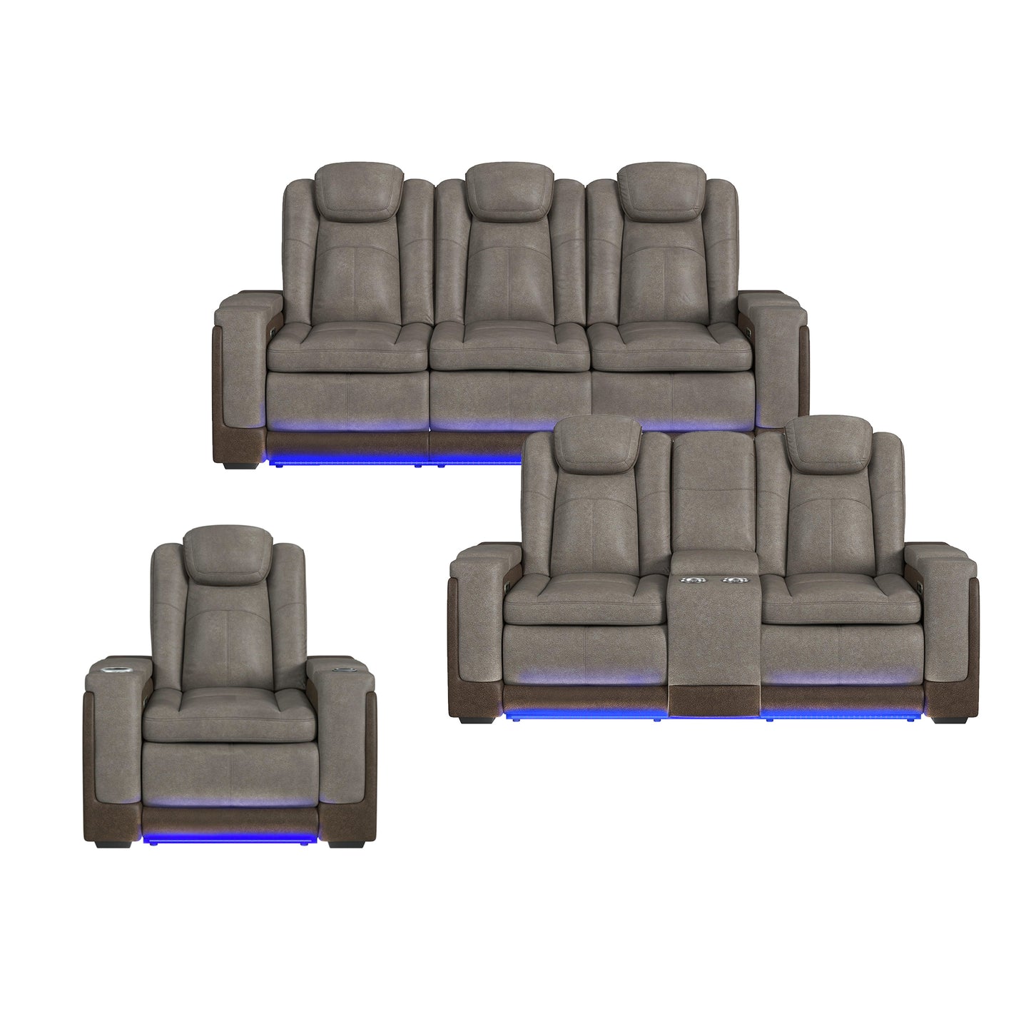 Lantana 3PC Living Room Set in Rocky Grey