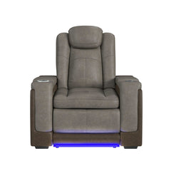 Lantana Power Motion Recliner with Power Headrest, Led ,wireless charger and cup holder in Rocky Grey/Brown