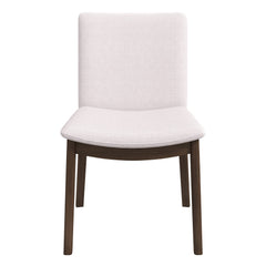 Silla de comedor Laura de madera maciza de lino beige (juego de 2)