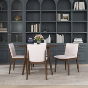 Silla de comedor Laura de madera maciza de lino beige (juego de 2)