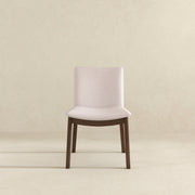 Silla de comedor Laura de madera maciza de lino beige (juego de 2)