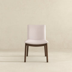 Silla de comedor Laura de madera maciza de lino beige (juego de 2)