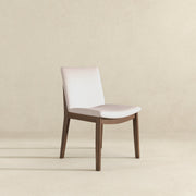 Silla de comedor Laura de madera maciza de lino beige (juego de 2)