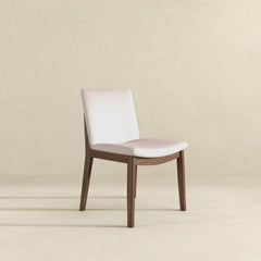 Silla de comedor Laura de madera maciza de lino beige (juego de 2)