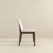 Silla de comedor Laura de madera maciza de lino beige (juego de 2)