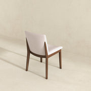 Silla de comedor Laura de madera maciza de lino beige (juego de 2)