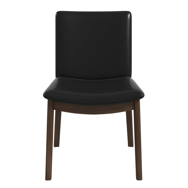 Silla de comedor Laura de madera maciza de poliuretano negro (juego de 2)