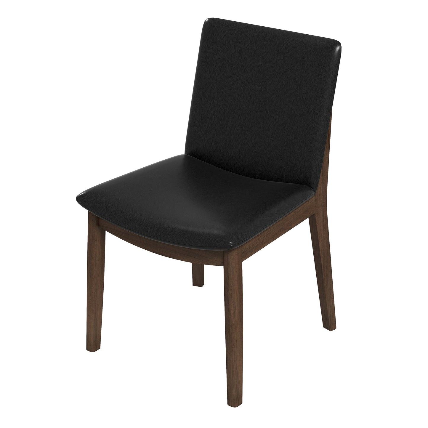 Silla de comedor Laura de madera maciza de poliuretano negro (juego de 2)
