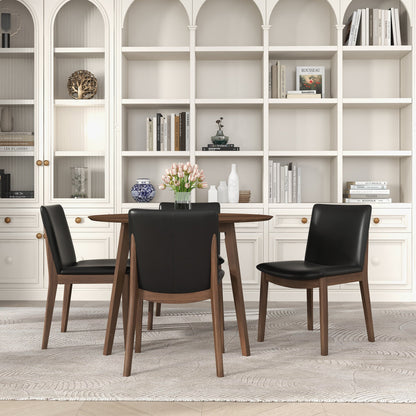 Silla de comedor Laura de madera maciza de poliuretano negro (juego de 2)