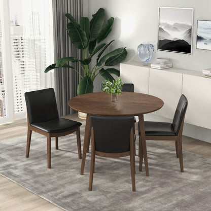 Silla de comedor Laura de madera maciza de poliuretano negro (juego de 2)