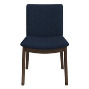 Silla de comedor Laura de madera maciza de lino azul (juego de 2)
