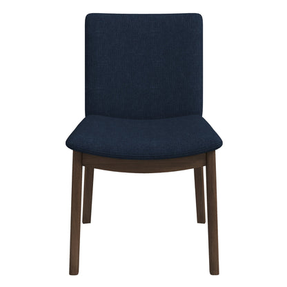 Silla de comedor Laura de madera maciza de lino azul (juego de 2)