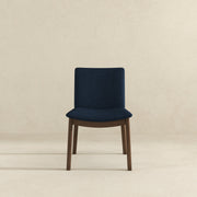 Silla de comedor Laura de madera maciza de lino azul (juego de 2)