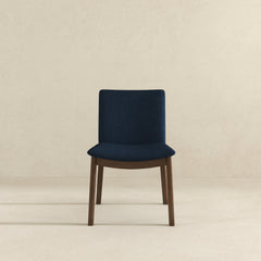 Silla de comedor Laura de madera maciza de lino azul (juego de 2)