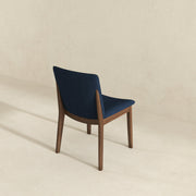 Silla de comedor Laura de madera maciza de lino azul (juego de 2)