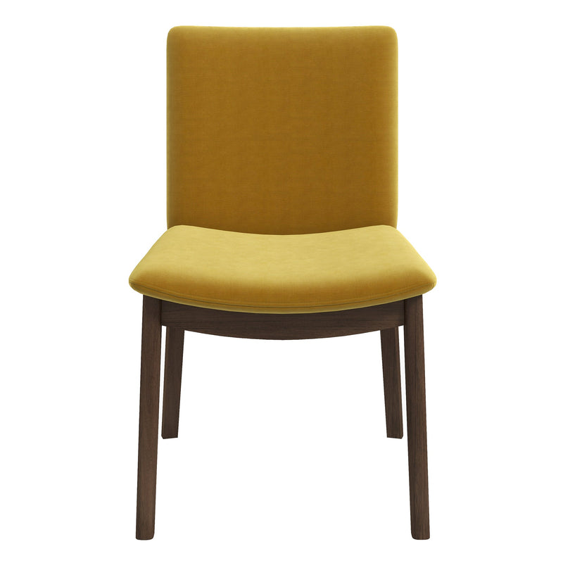Silla de comedor Laura de madera maciza de terciopelo dorado (juego de 2)