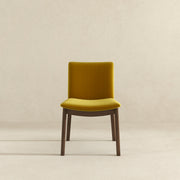 Silla de comedor Laura de madera maciza de terciopelo dorado (juego de 2)