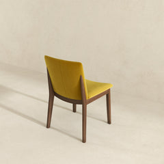 Silla de comedor Laura de madera maciza de terciopelo dorado (juego de 2)