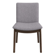 Silla de comedor Laura de madera maciza de lino gris claro (juego de 2)