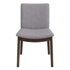 Silla de comedor Laura de madera maciza de lino gris claro (juego de 2)